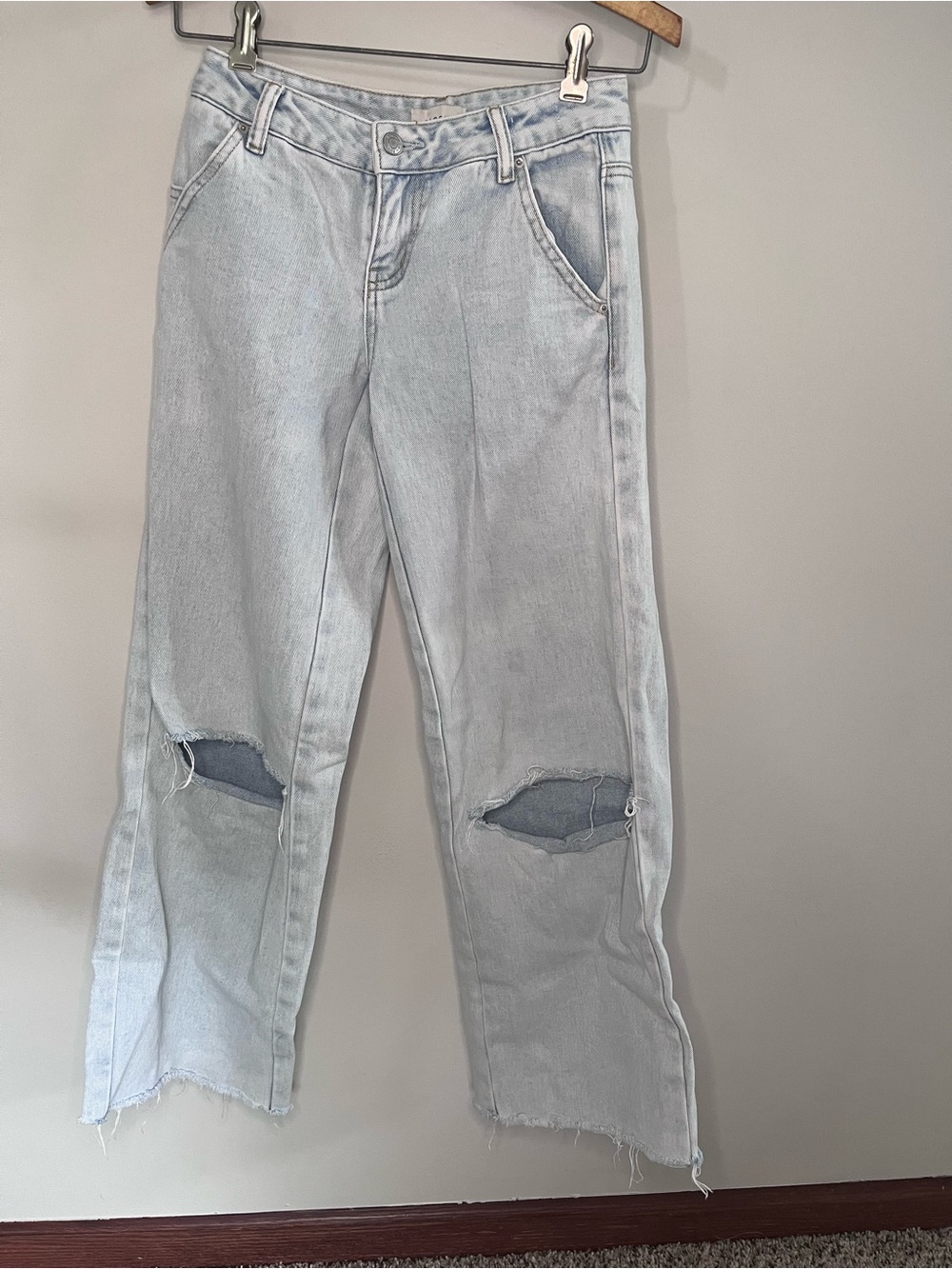 PacSun Casey Low Rise Baggy Jeans Light Wash Distressed‎ Wide Leg Size 22